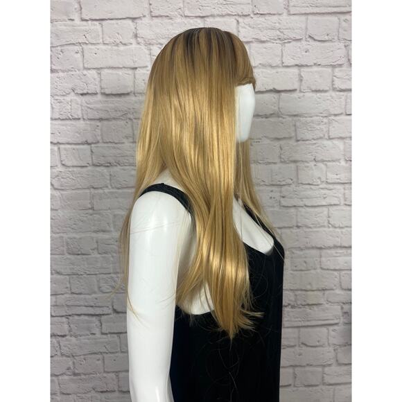 Honey Blonde and Medium Brown Side Bang Lace Front Wig - Picture 4 of 10